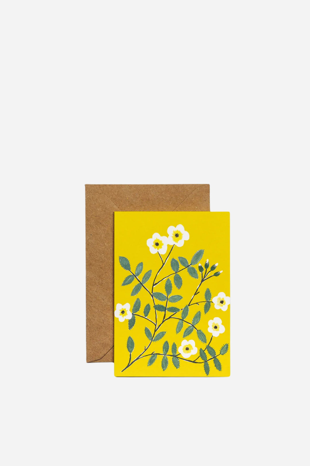 hadley wild rose yellow greetings card