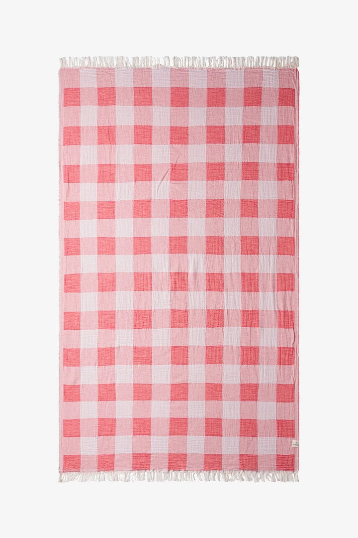 Pestemal Towel Plaid Coral / 90 x 160