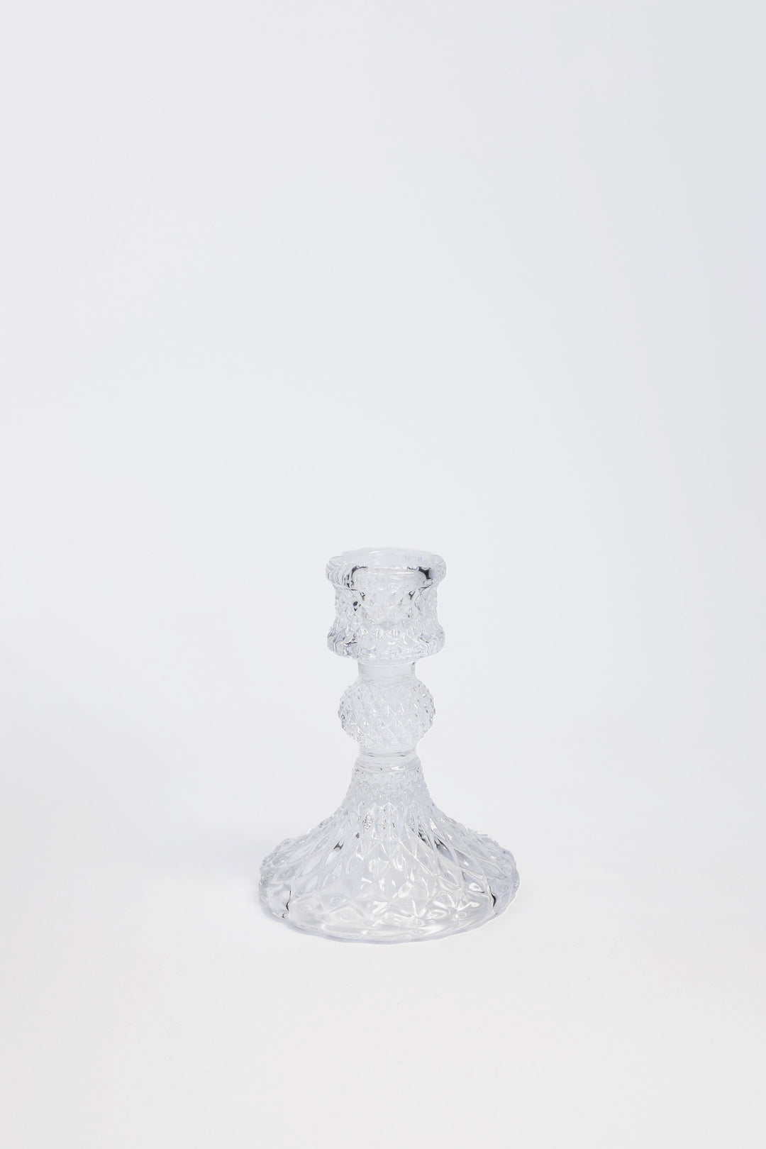 Glass Harlequin Candlestick / Clear - Domestic Science Home