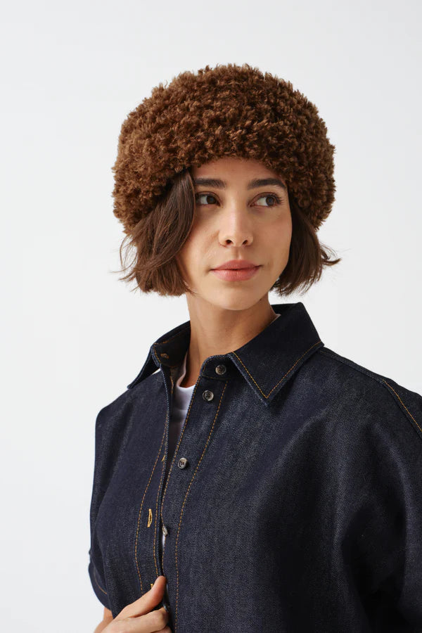 Huff Headband / Faux Sheepskin Chestnut
