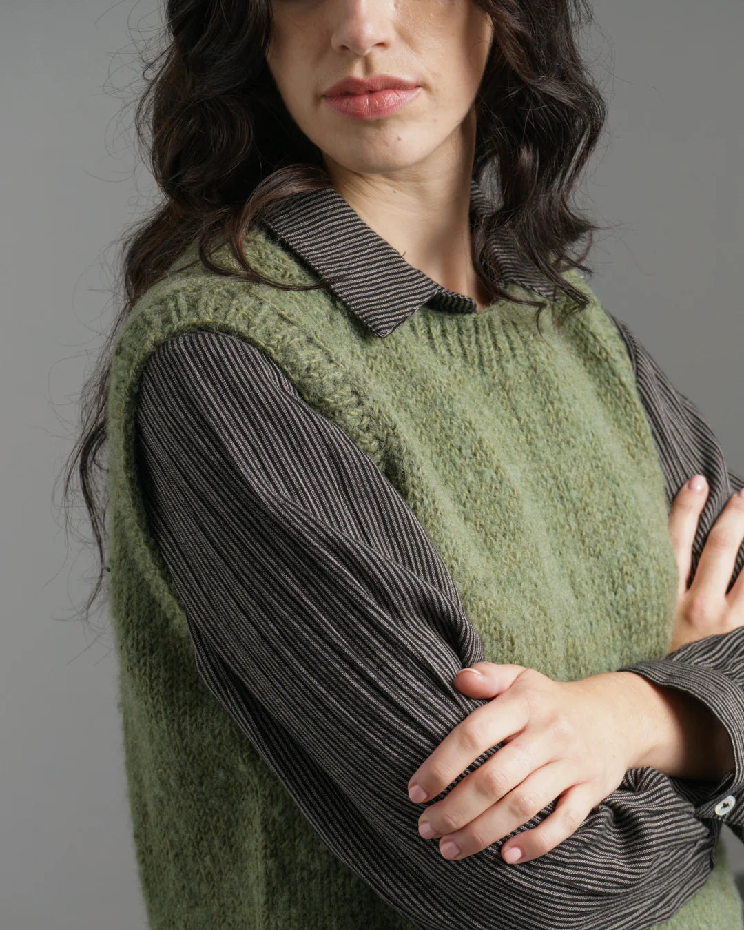 Vest Knitted / Heather / Moorland Green