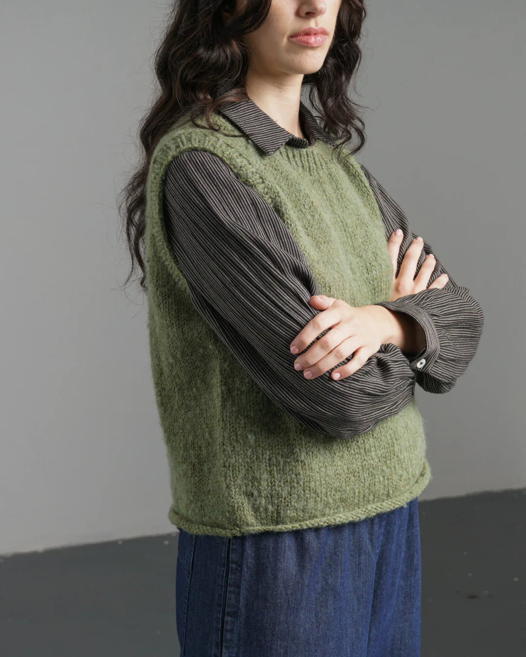 Vest Knitted / Heather / Moorland Green