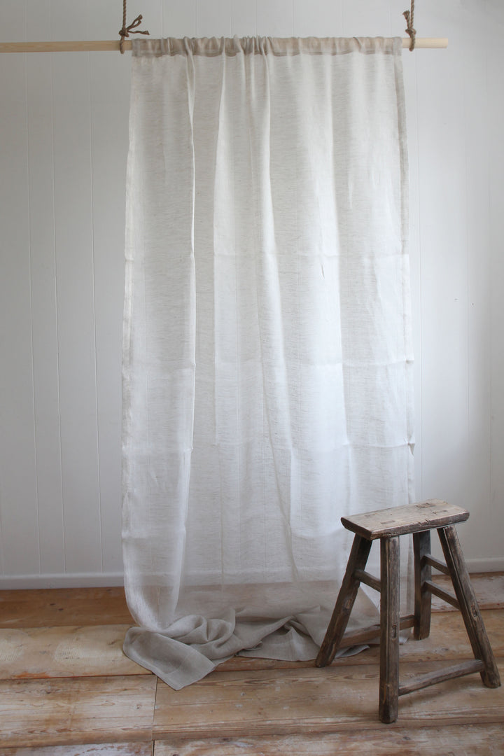 Linen Voile Chevron Curtain Natural / 140 X 280cm