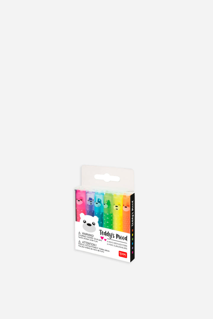 Teddy's Mood Set Of 6 Mini Highlighters