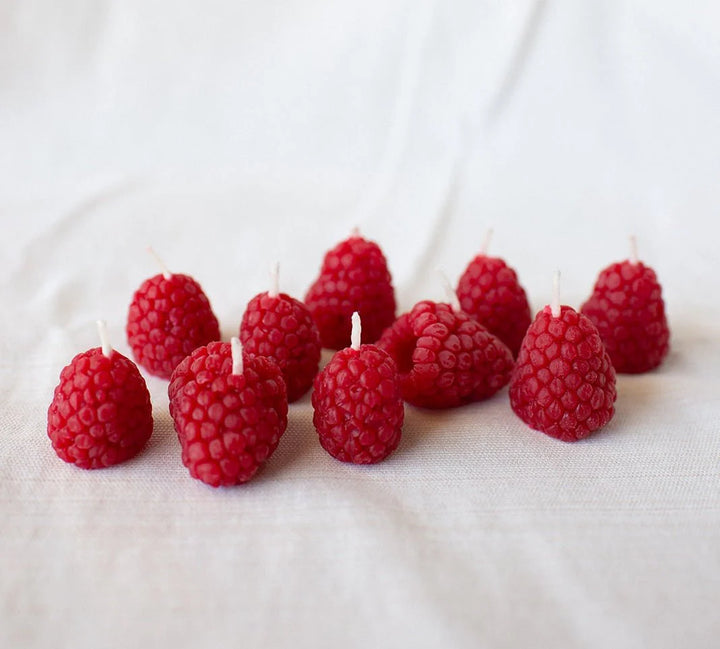 Raspberry Beeswax Birthday Candles / 10