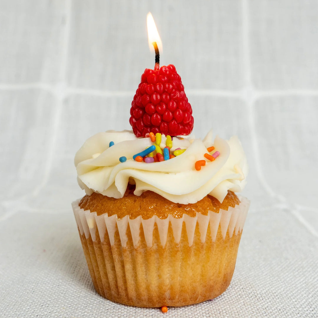 Raspberry Beeswax Birthday Candles / 10