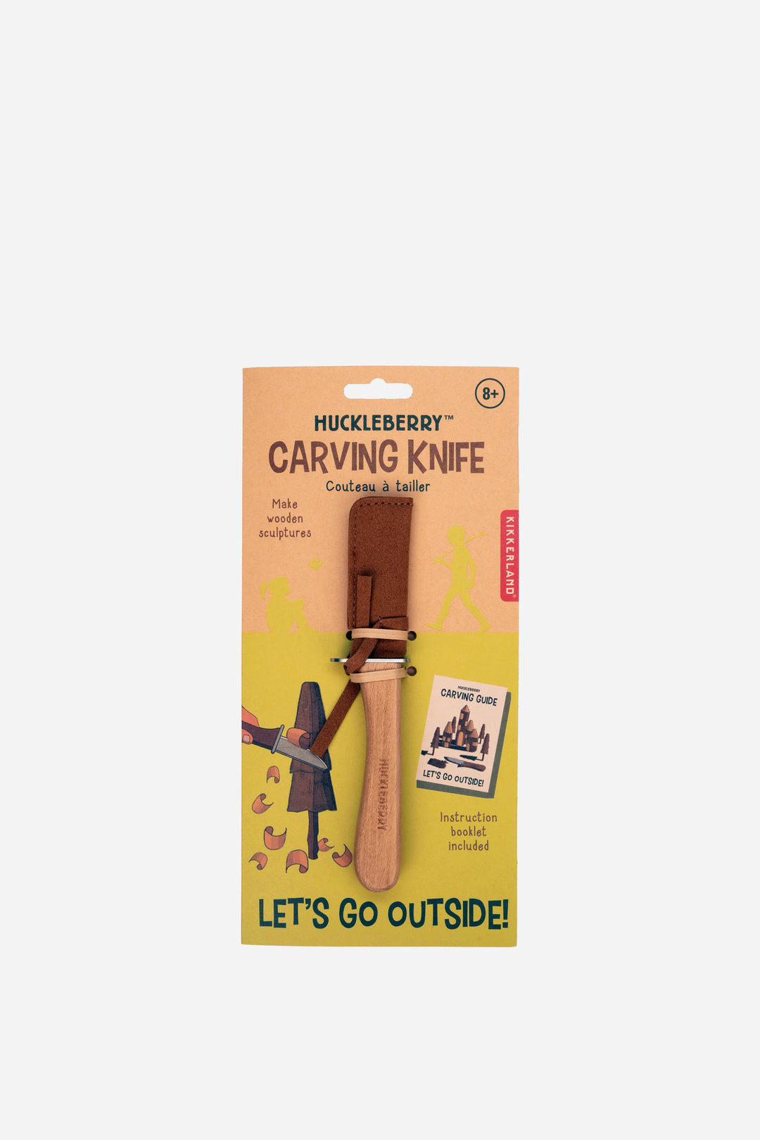 Huckleberry carving knife with packaging on a white background