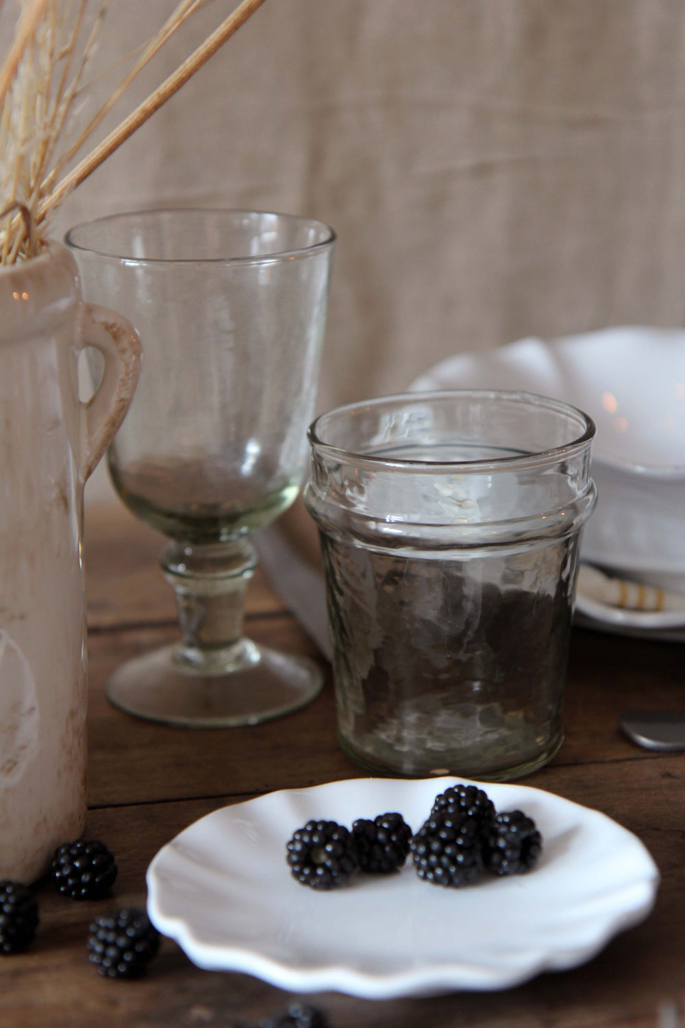 recycled glass tumbler on autumnal tablescape