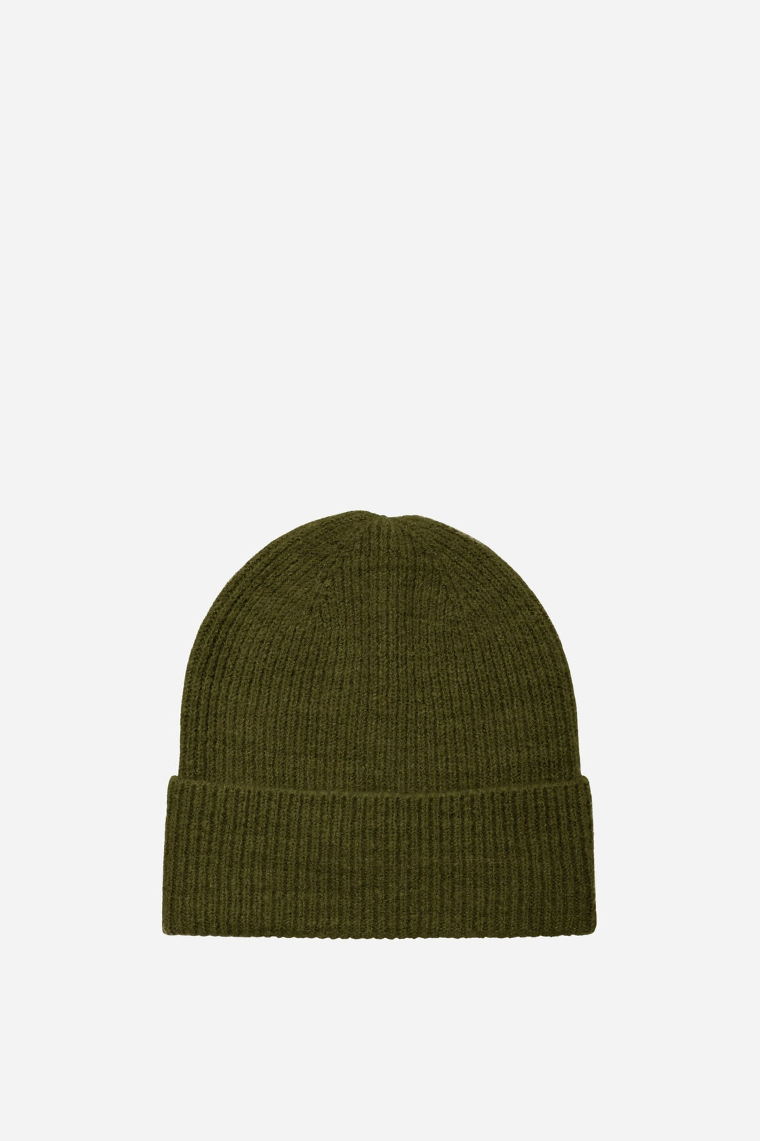 Green beanie on a white background