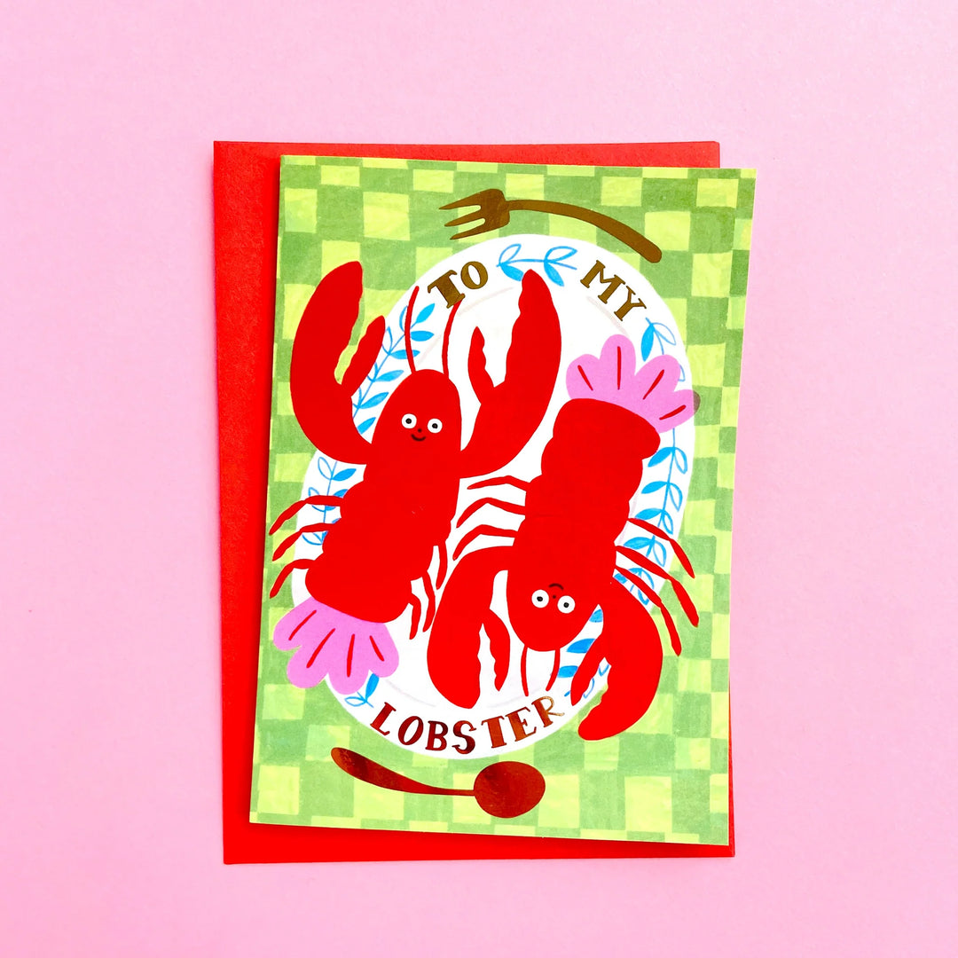 Valentines Lobster Card  / Gold Foiled