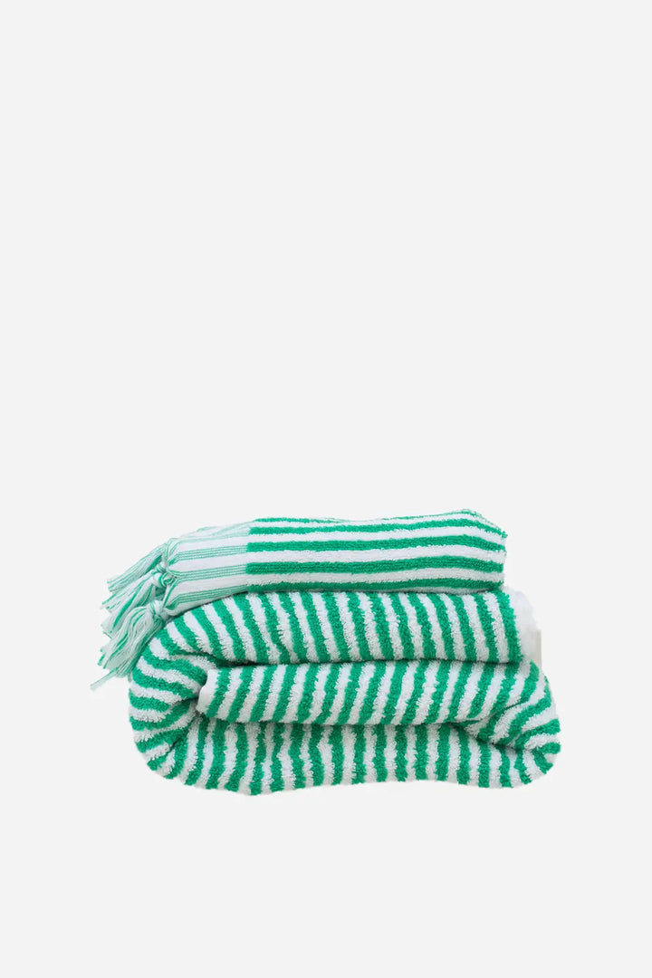 Striped Towel Jade Green / 170x90cm
