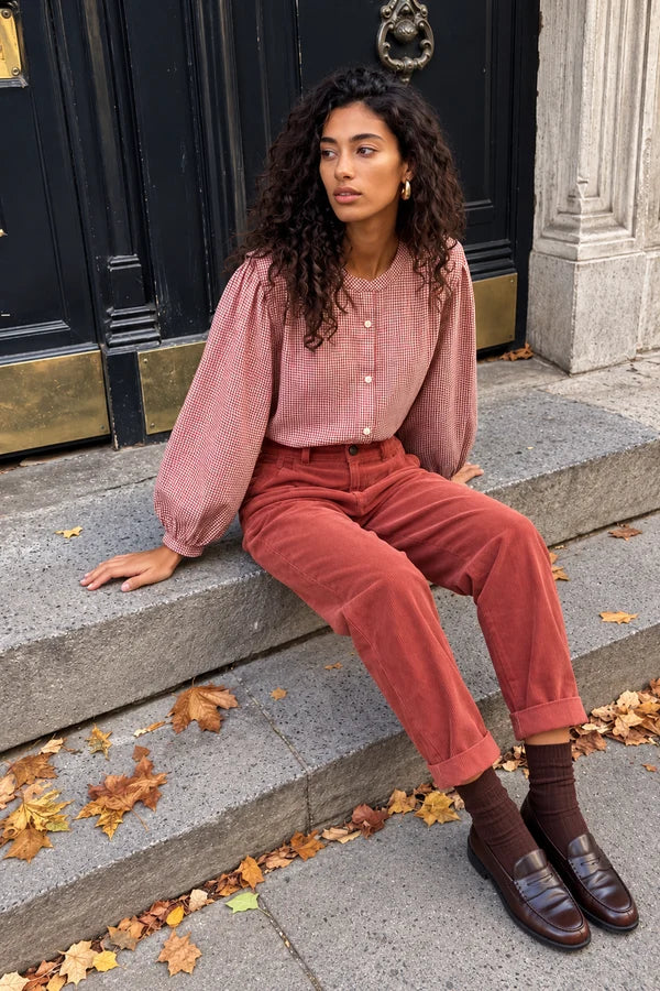 Janet Top / Carreaux Roses