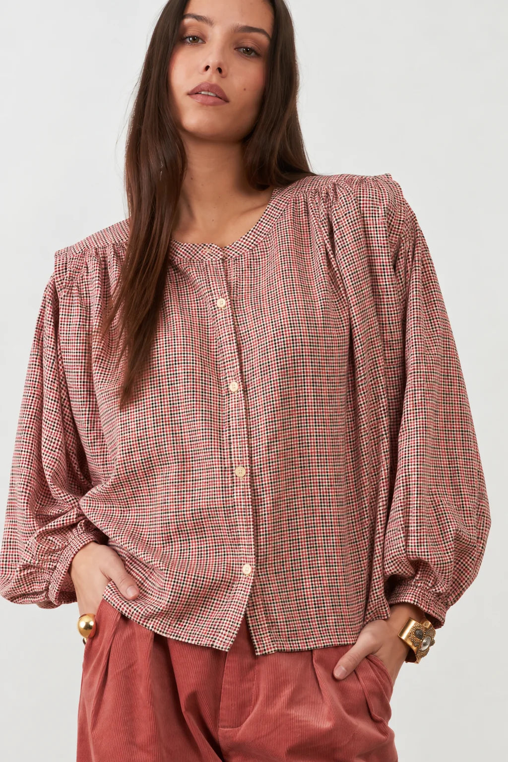 Janet Top / Carreaux Roses