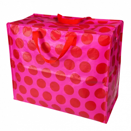 Jumbo Storage Bag - Red & Pink Spot