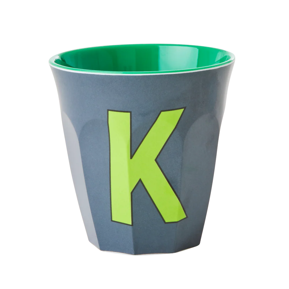 Melamine Cup / Letter K / Dark Grey