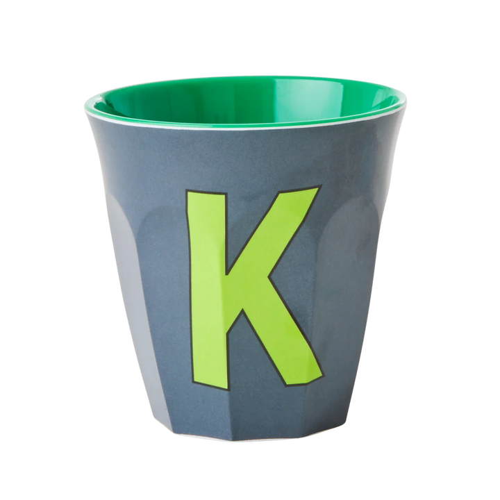 Melamine Cup / Letter K / Dark Grey
