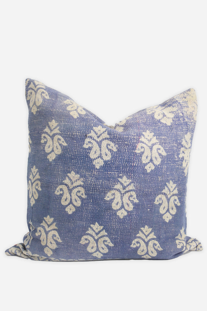 Kantha Sari Cushion / 60x60cm Blue