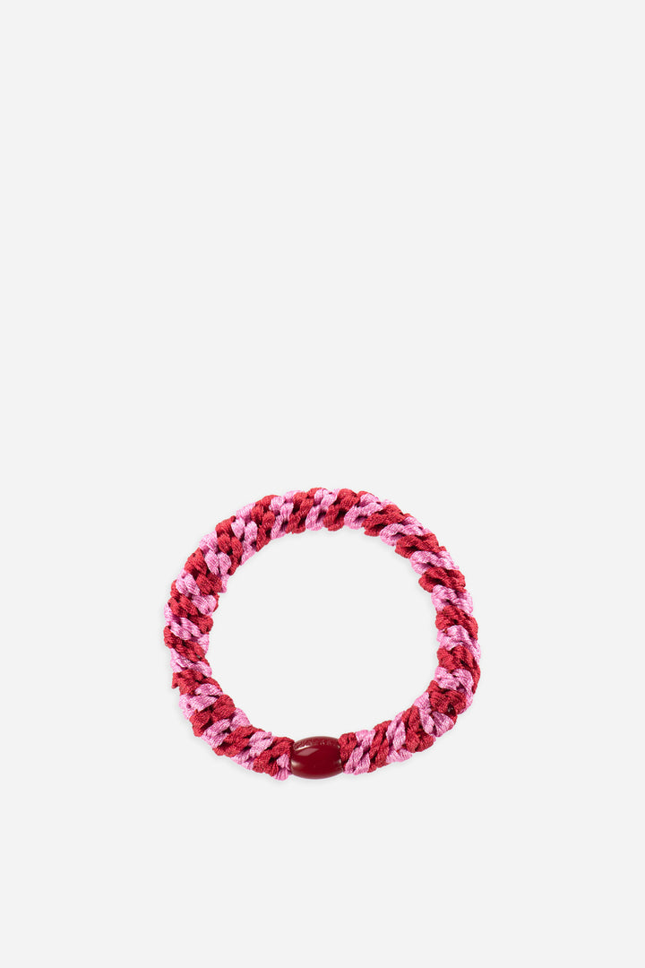 kknekki hair tie red bubblegum pink stripe
