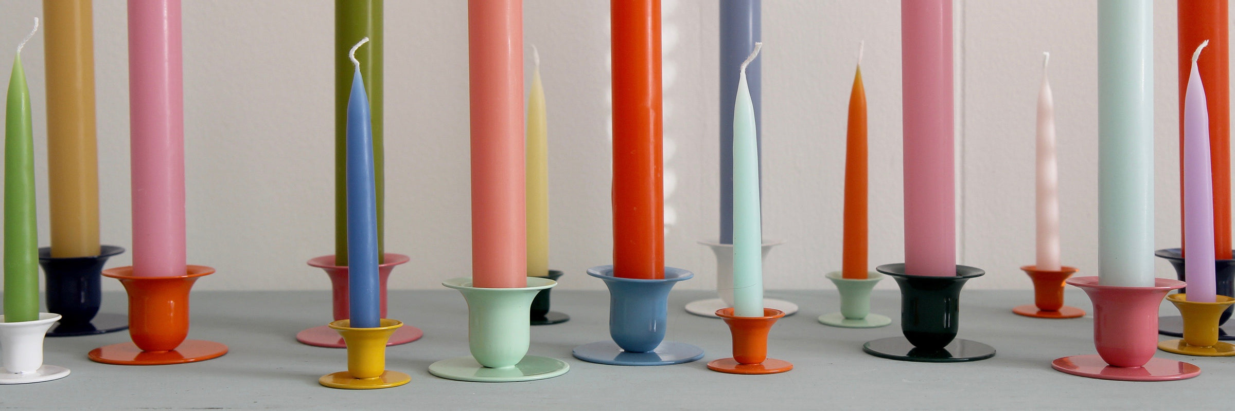 kunstindustrien colourful enamel Bell candle holders