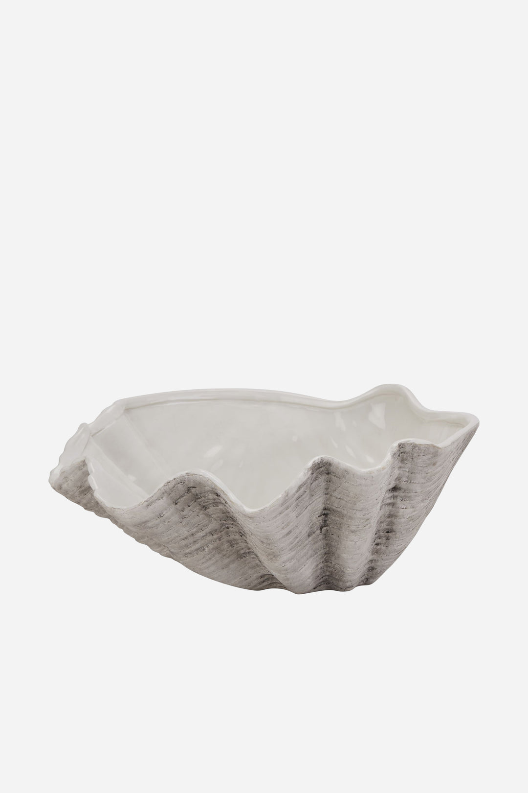 Shell-shaped decorative bowl on a white background