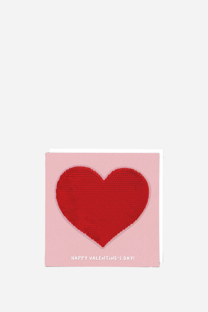 Valentine's Red Sequin Heart Card