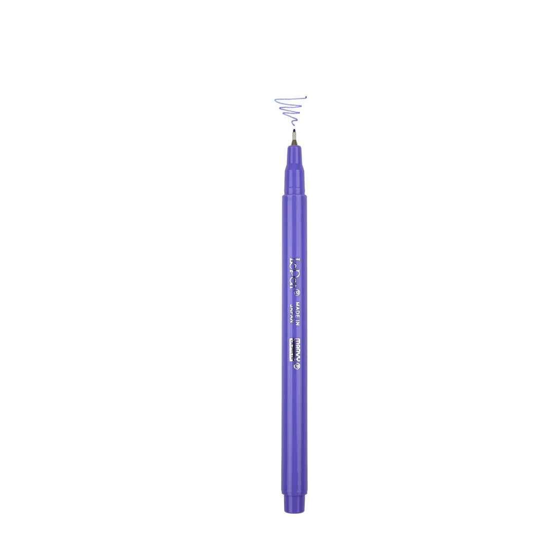 periwinkle blue pen on a white background
