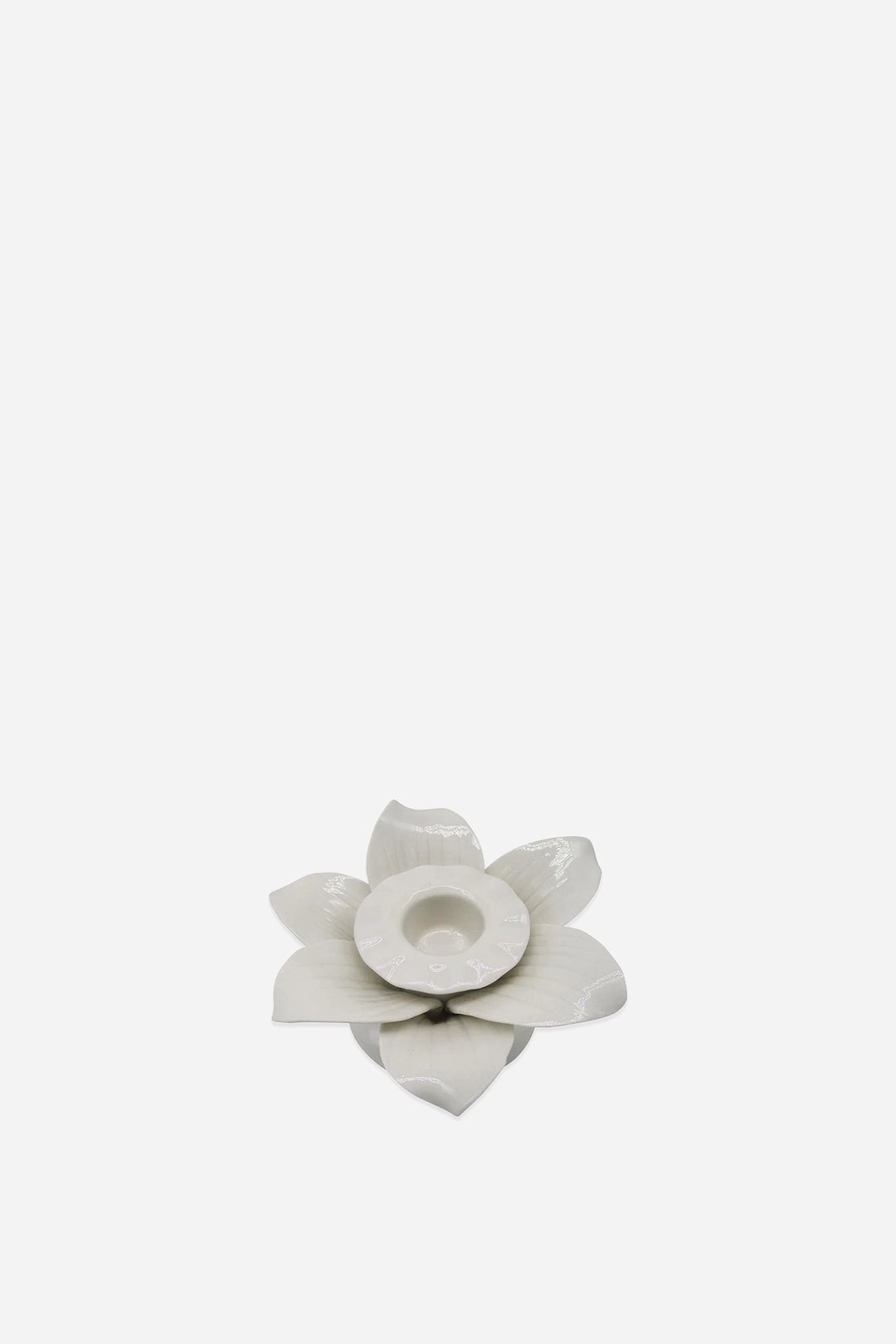 Ceramic Leaf Candlestick / White