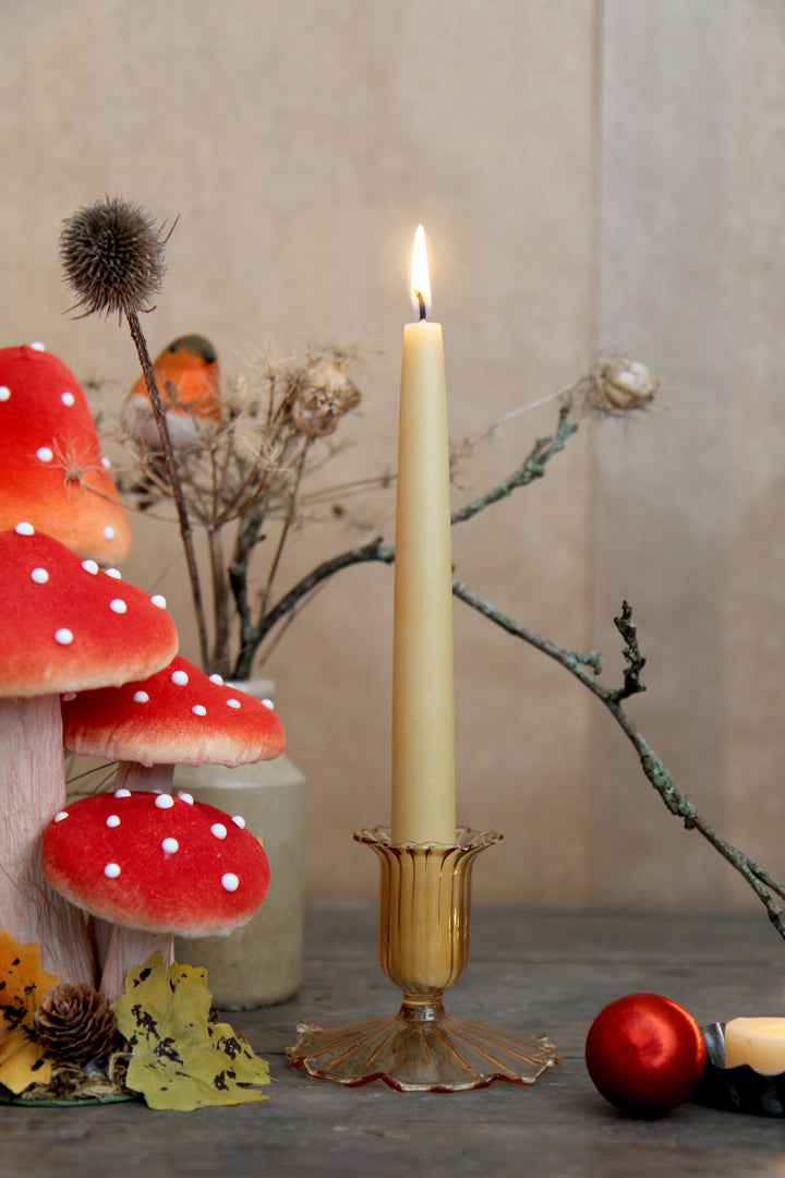 Tulip Glass Candle Holder / Light Amber