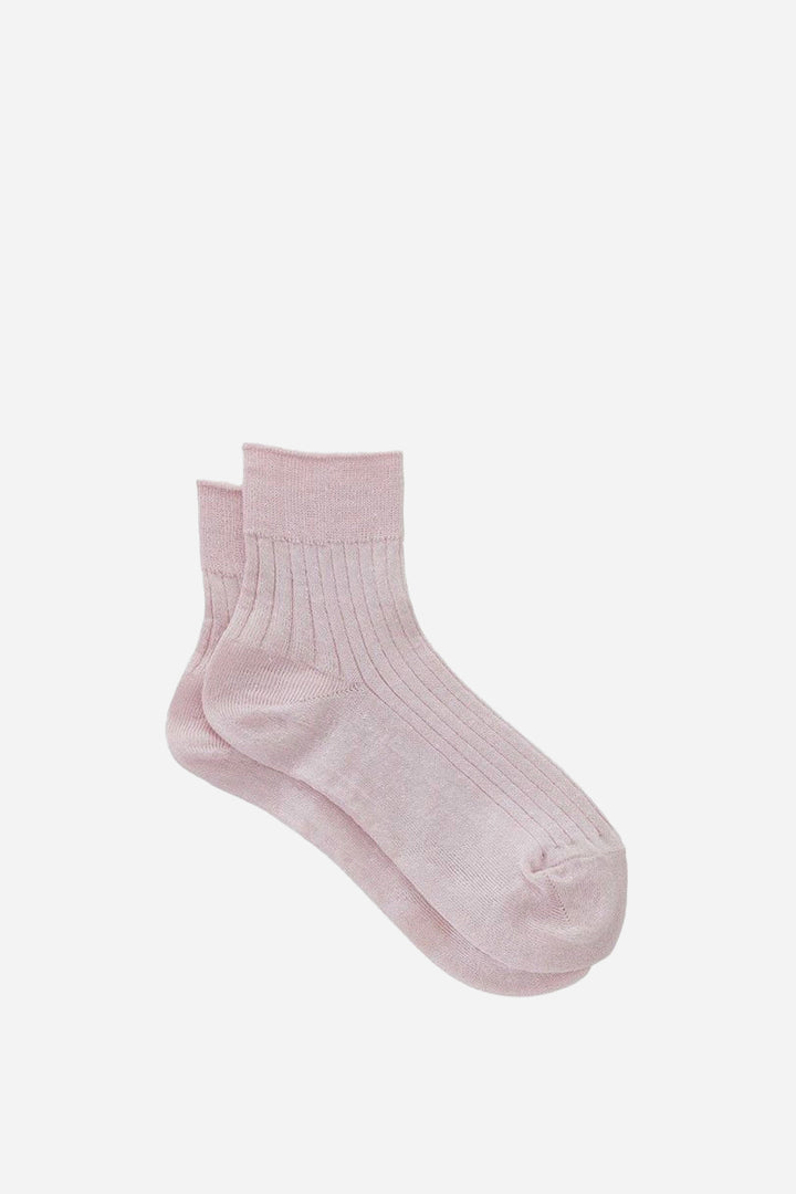 Linen Rib Socks / Baby Pink