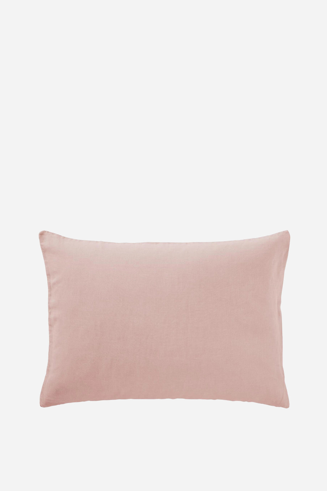 Pink linen cushion on a white background