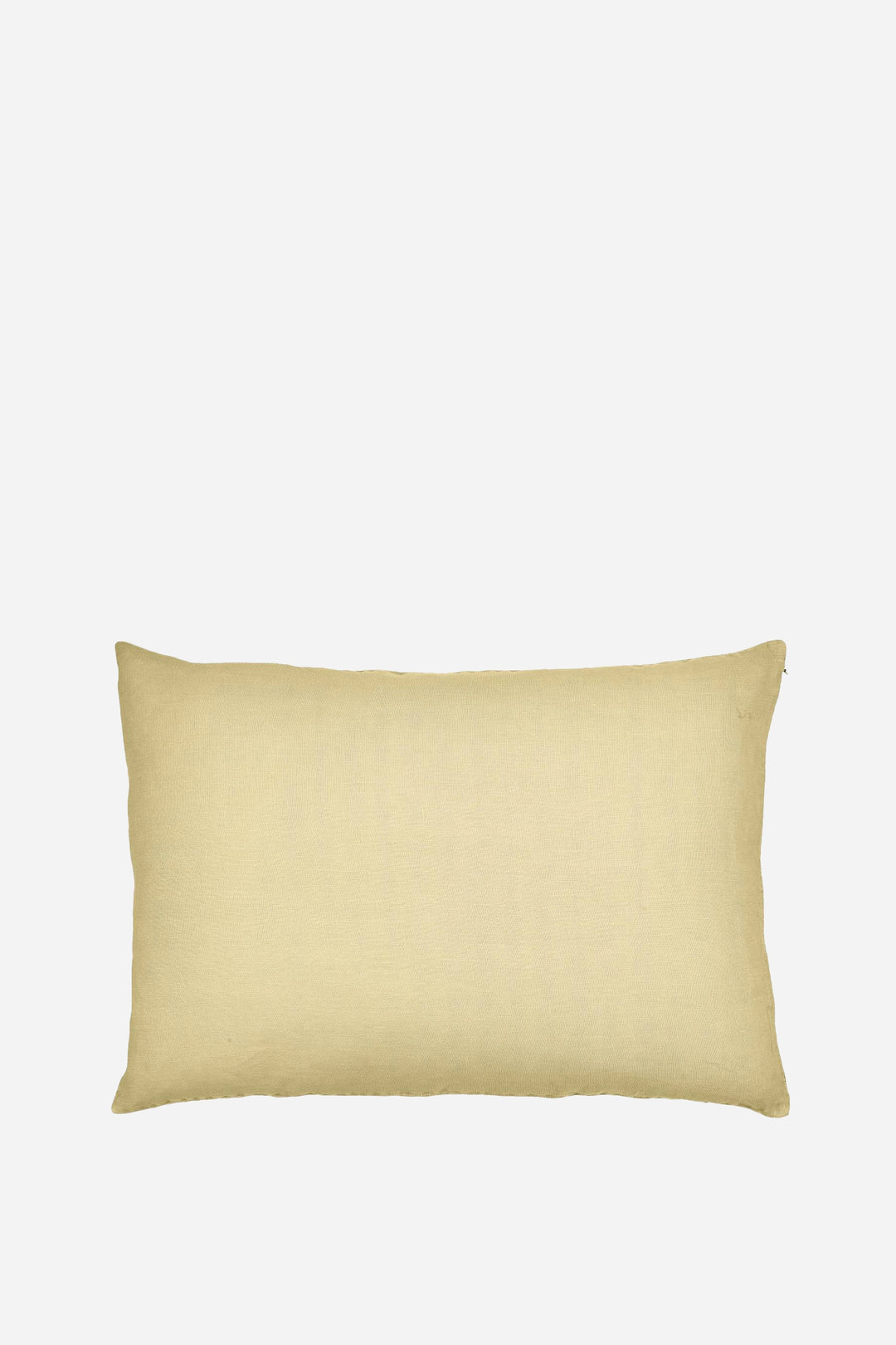 lemon linen cushion on a white background