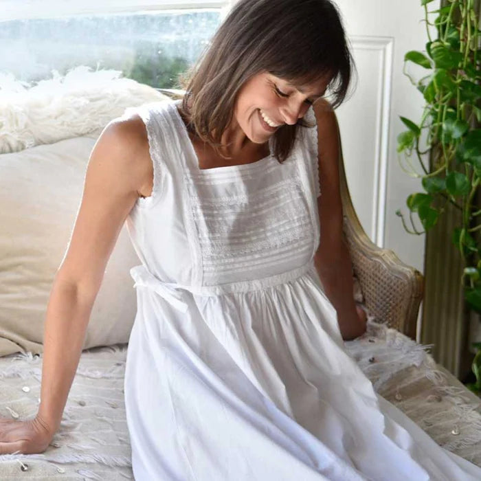 Lorna / Pin-Tucked Bodice Nightdress with Ribbon