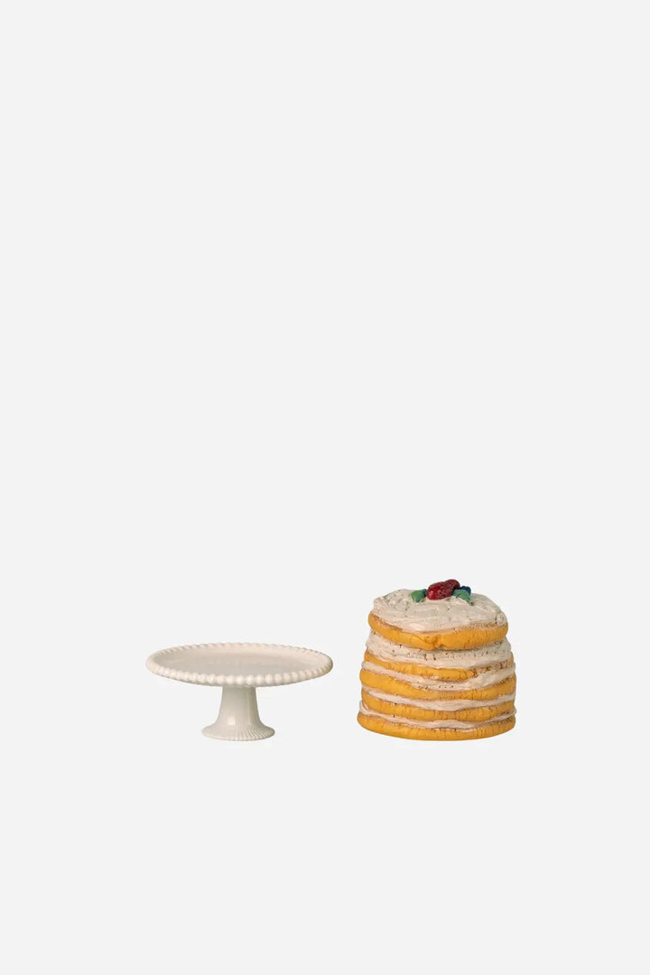 Party Cake And Cake Stand, Mouse /  Off White