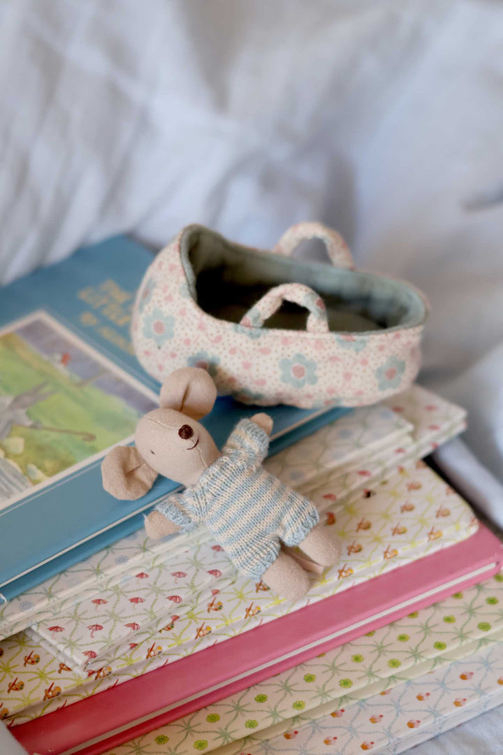 Baby Mouse In Carry Cot / Blue