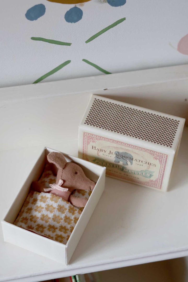 Sleepy Wakey Baby Mouse In Matchbox /  Rose