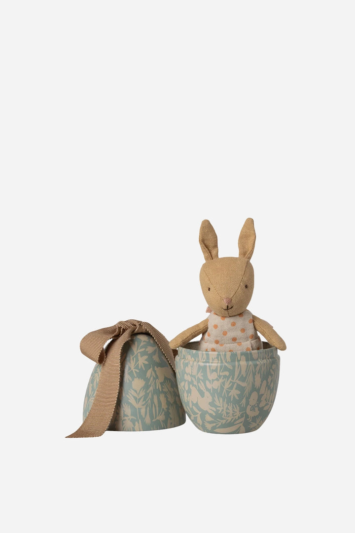 Easter Egg With Micro Rabbit Small / Dusty Blue