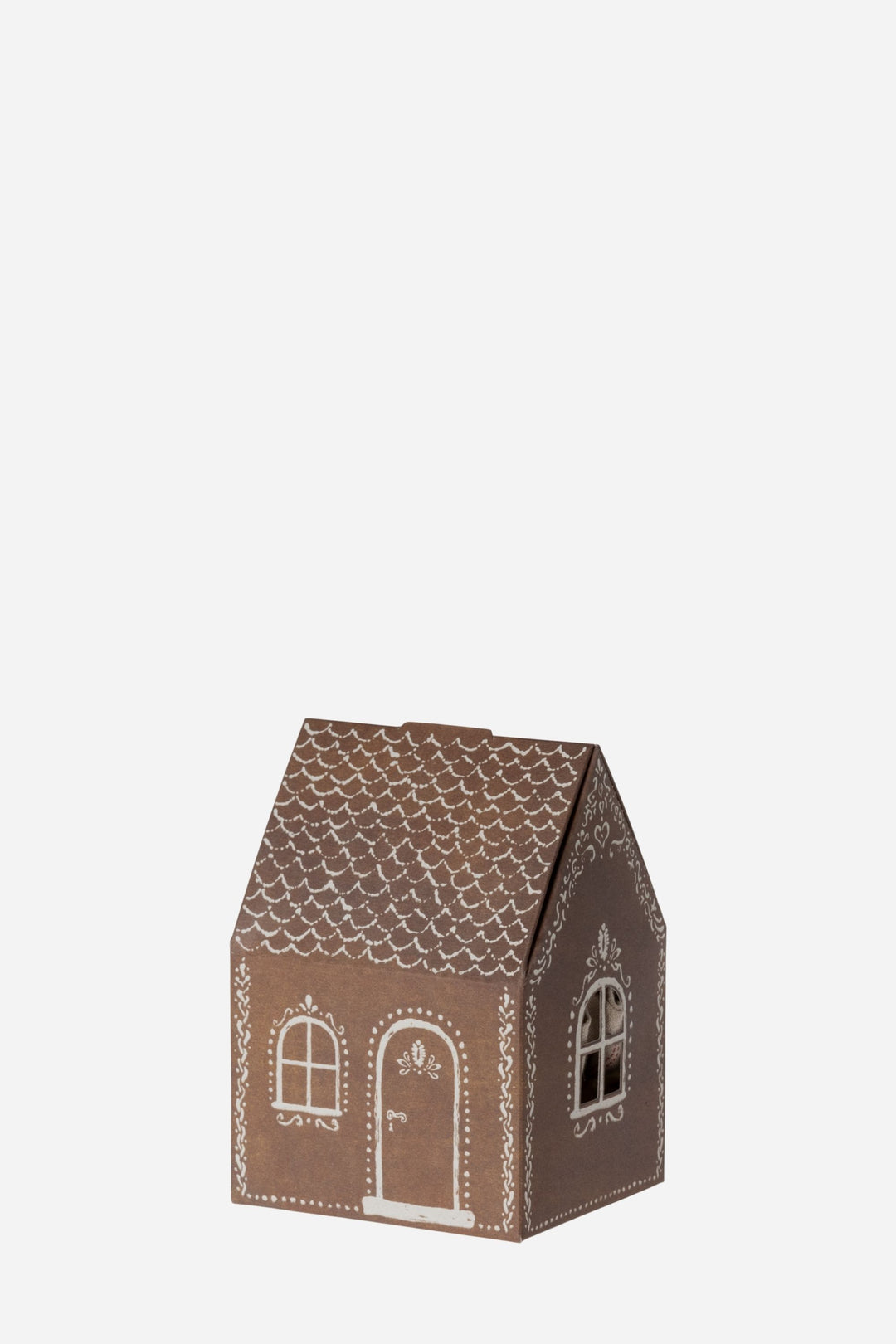 Small cardboard house model on a white background