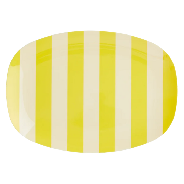 Melamine Rectangular Plate Large / Yellow Stripes