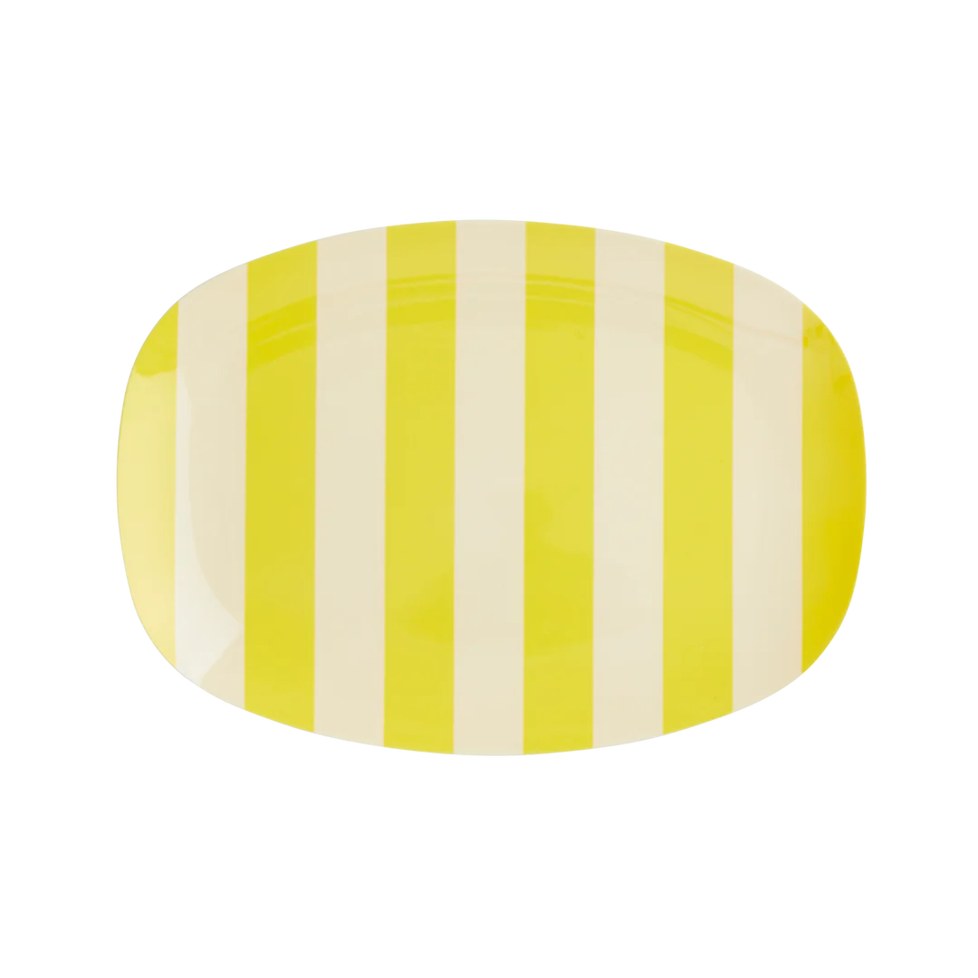 Melamine Rectangular Plate / Yellow Stripes