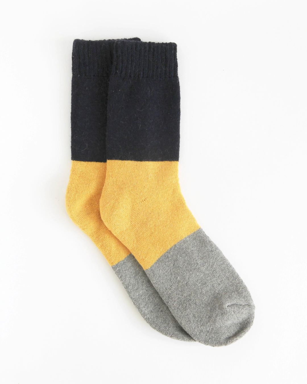 Men's Colour Block Socks / Yellow Navy