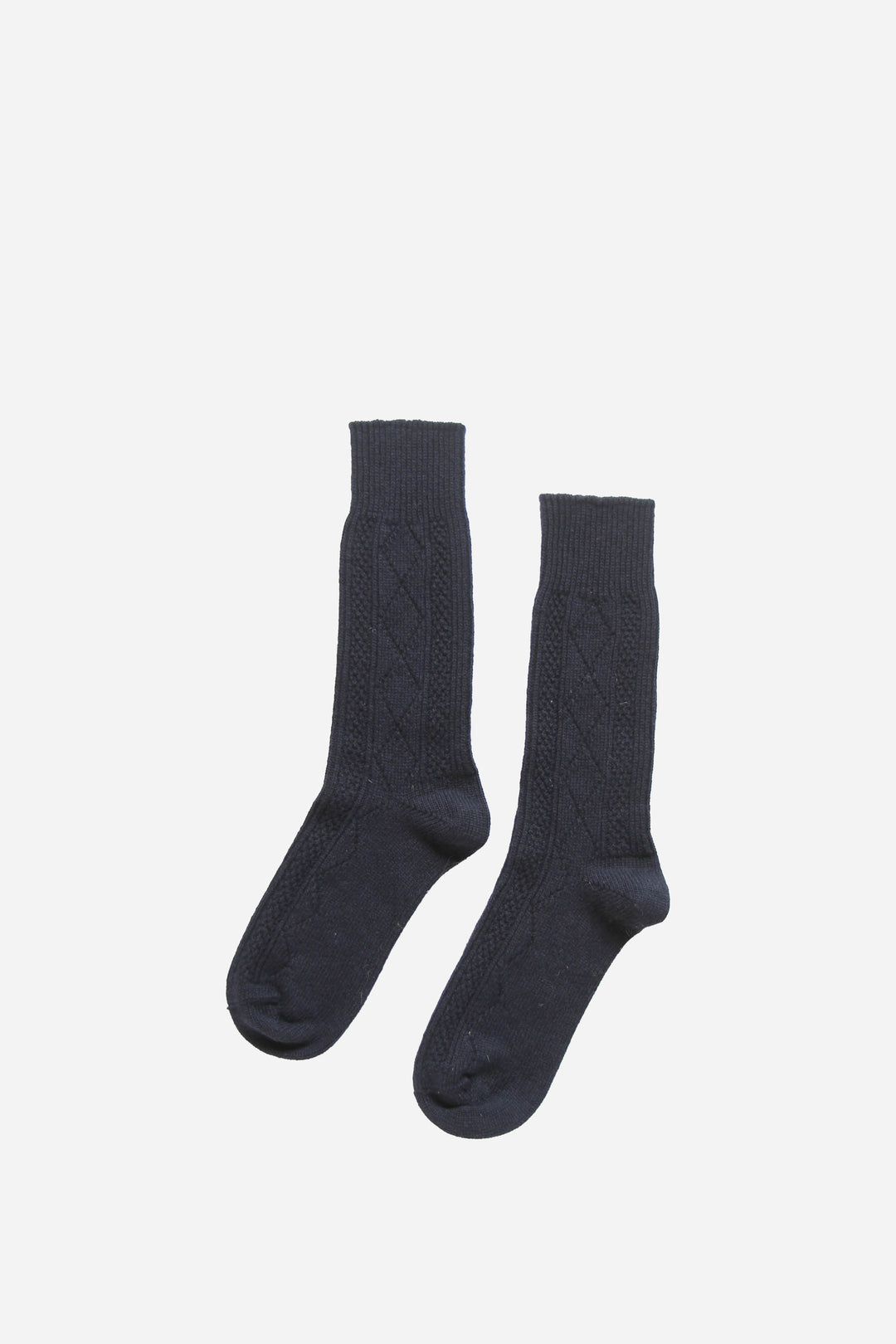 mens cable knit socks in navy blue