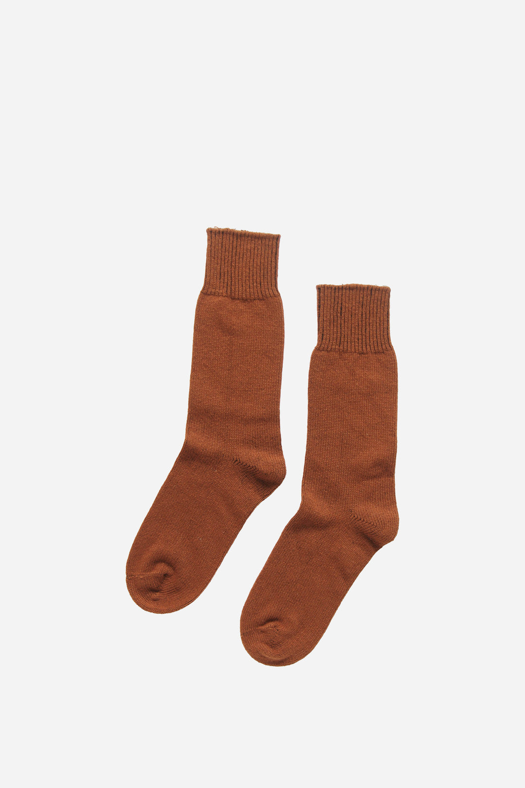 Pair of brown socks on a white background