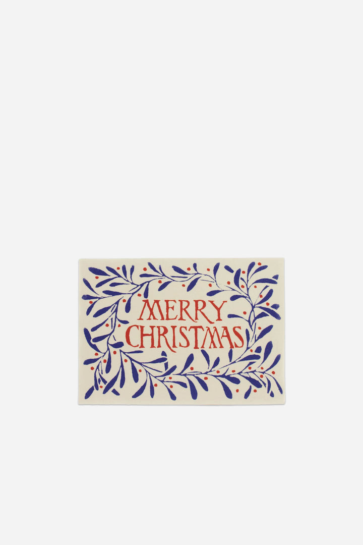 Pack of Ten Cards Merry Christmas Wreath Blue