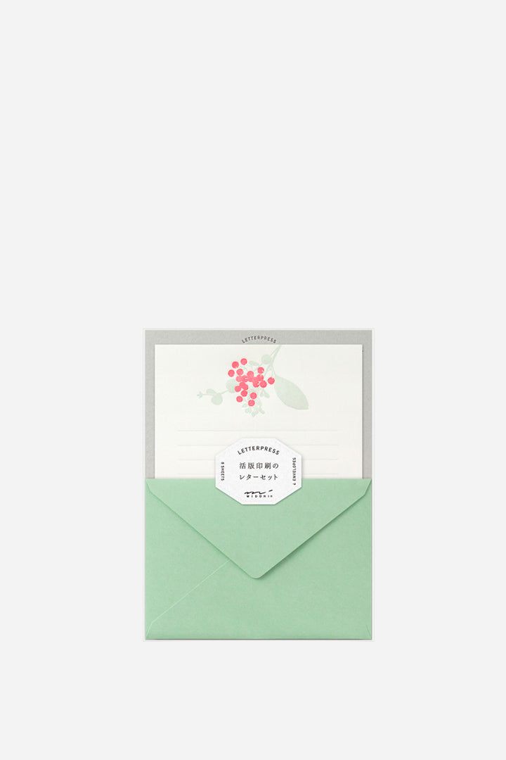 Midori Letter Set Press Bouquet Red