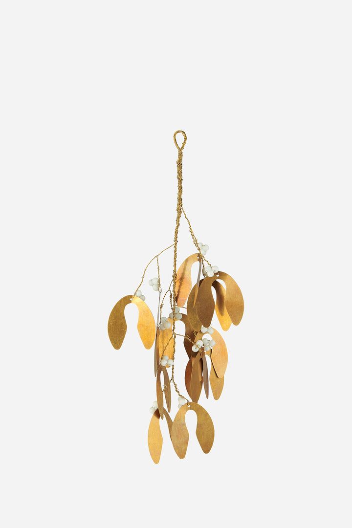 Gold Hanging Mistletoe with Beads