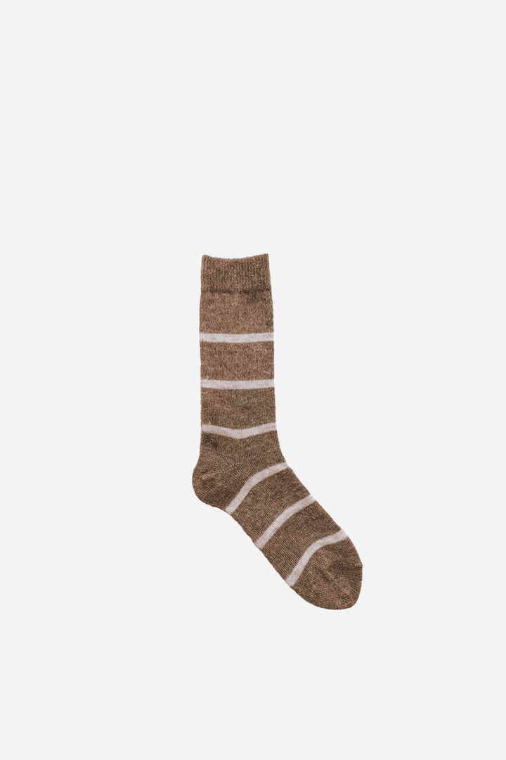 Mohair Wool Border Socks / Beige