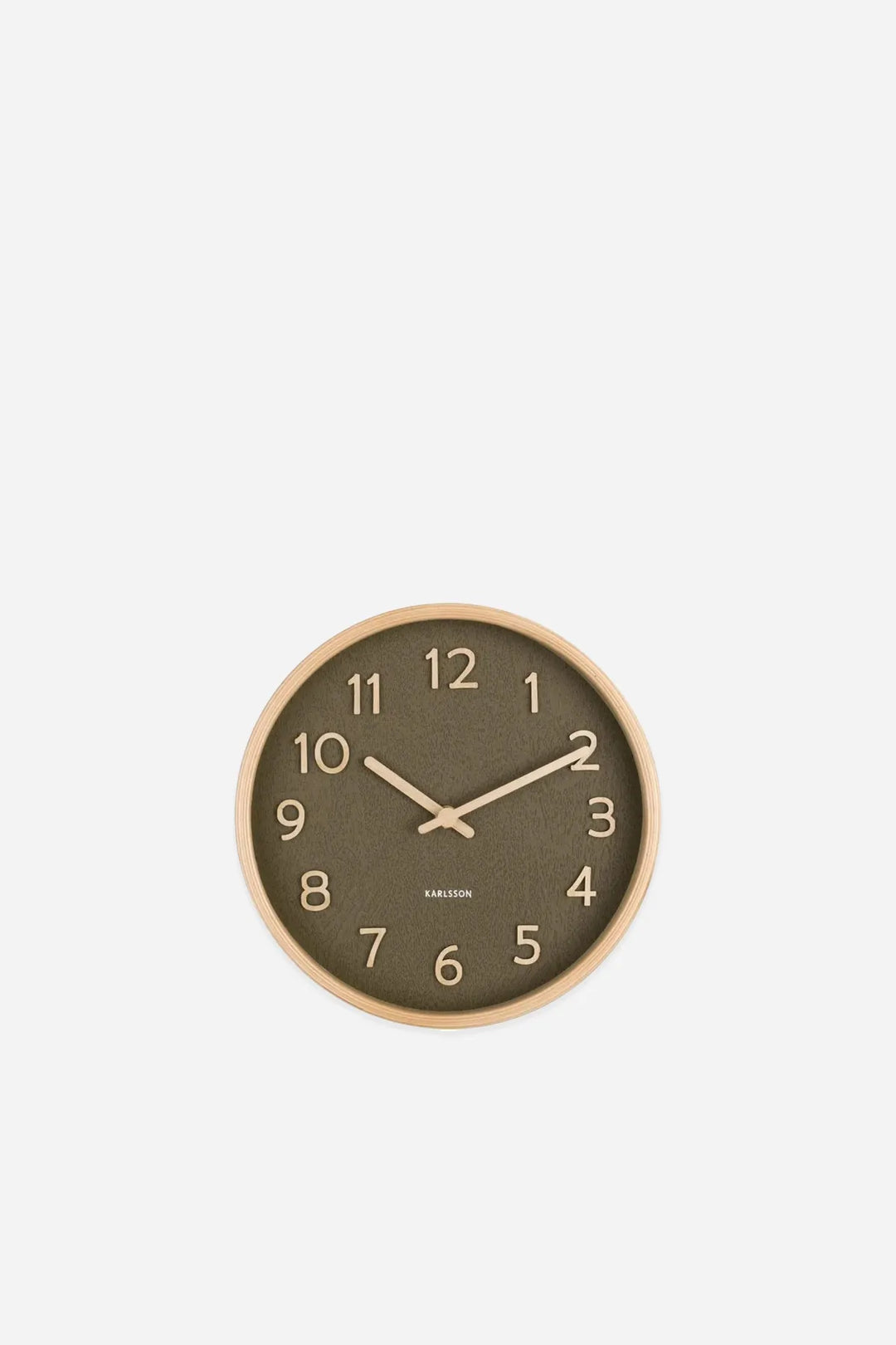 Wall Clock / Pure Wood Grain / Small / Moss Green