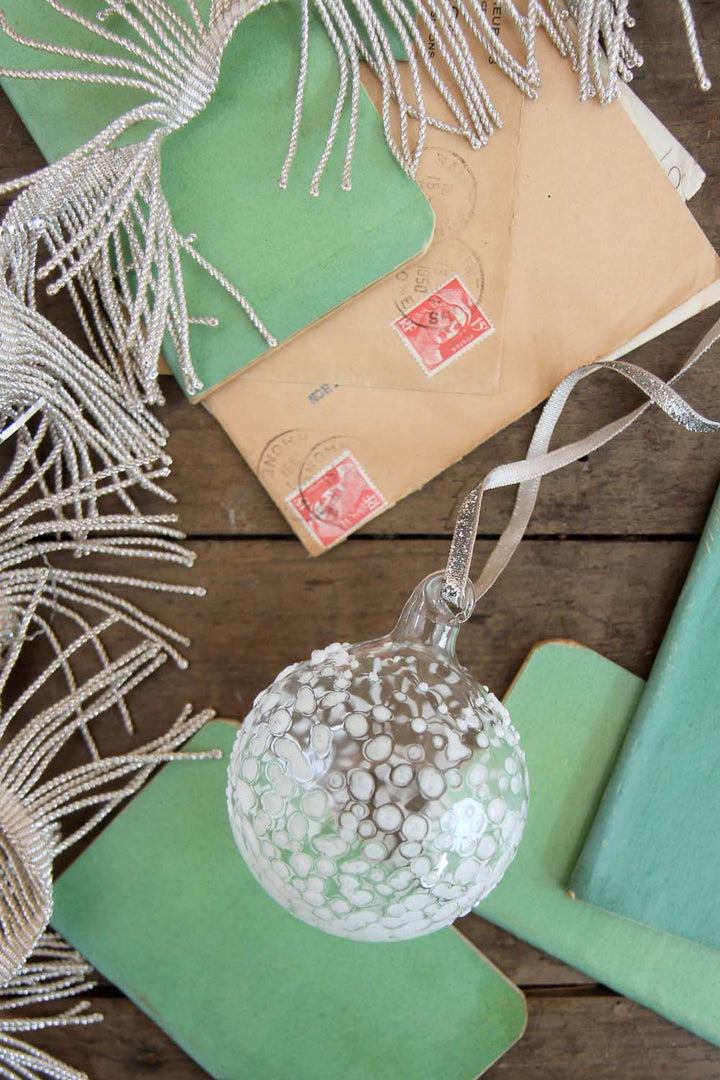 Clear Mottled Glass Bauble