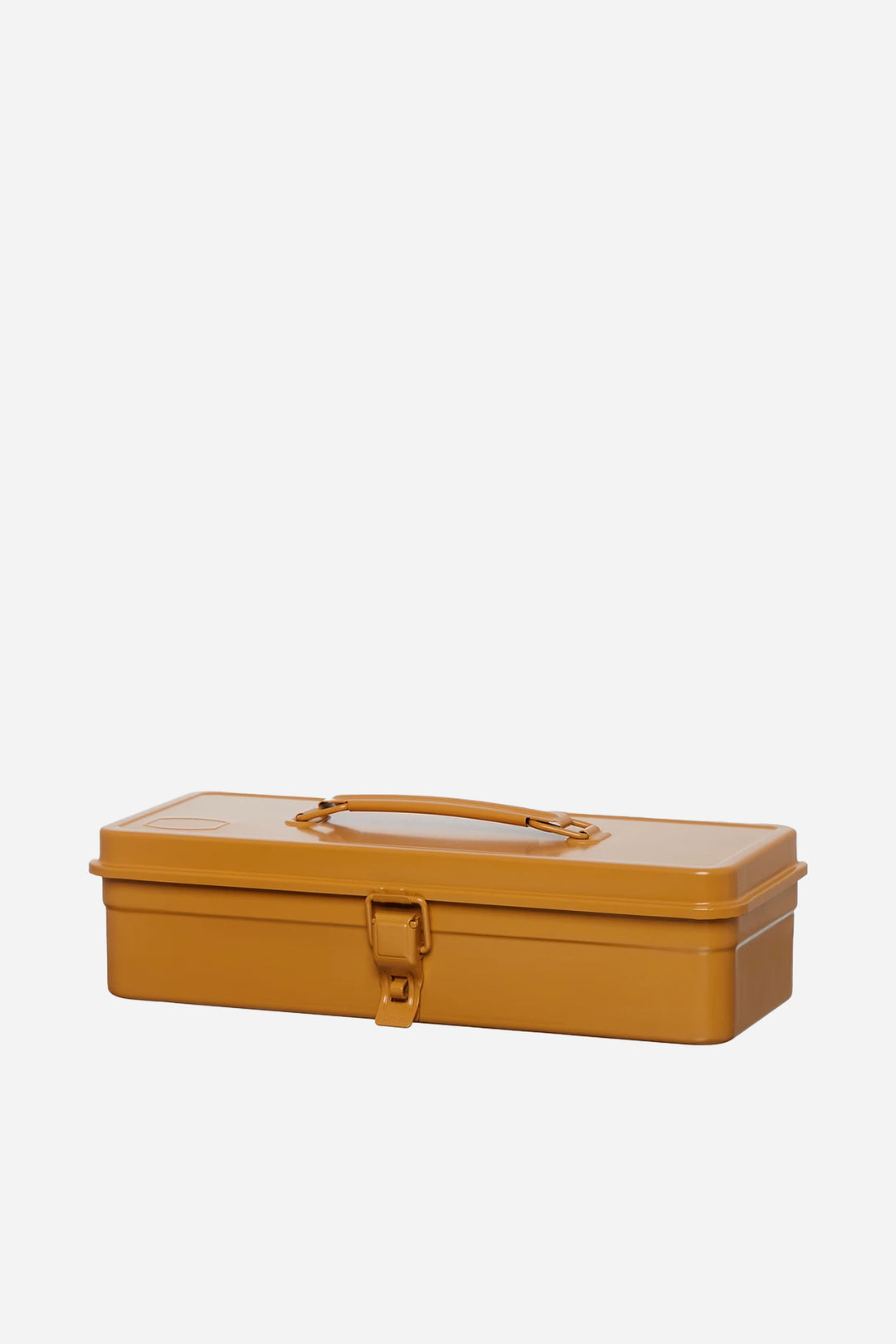 Yellow metal toolbox on a white background