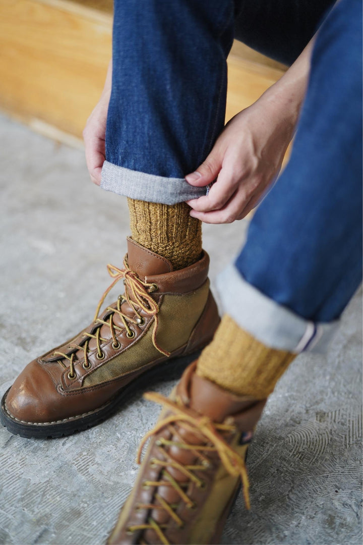 Wool Cotton Boots Socks / Mustard